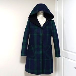 Green Plaid Hoodie Coat